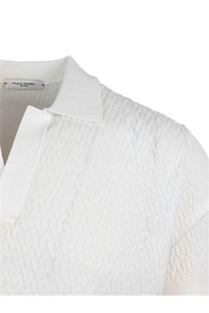 Polo in cotone crepe extrafine bianco PAOLO PECORA | A037F3001102